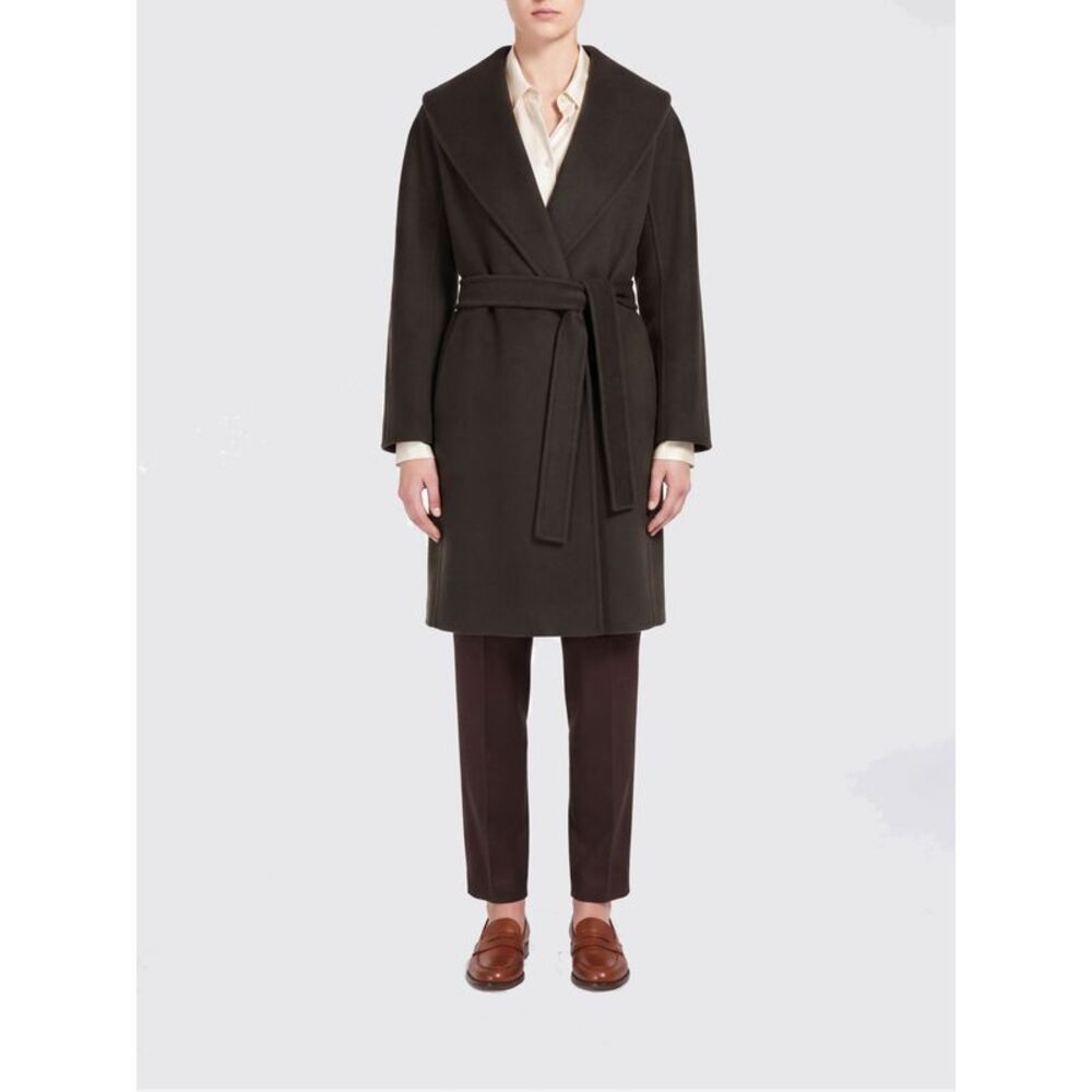 'S Max Mara Women Belted Virgin Wool Robe Coat 'S Max Mara With Shawl Collar
